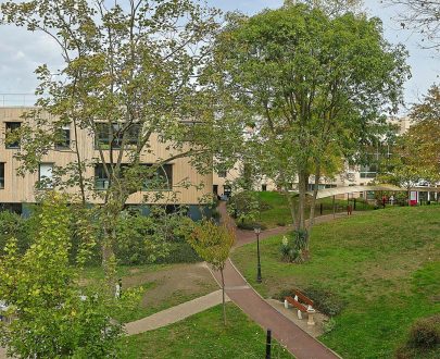 Vue sur le parc de la maison de santé